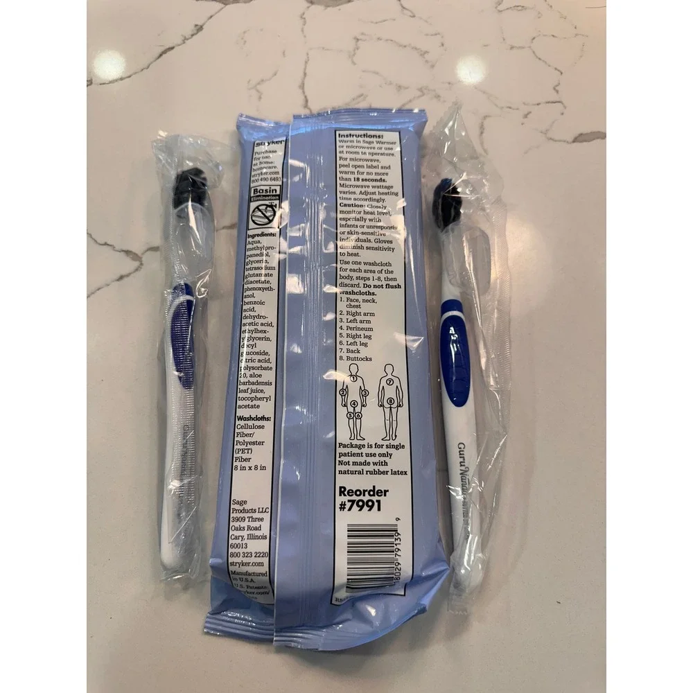 Stryker Sage‎ Bath 8ct Washcloths 7991 & 2 GuruNanda Butter on Gums Toothbrushes